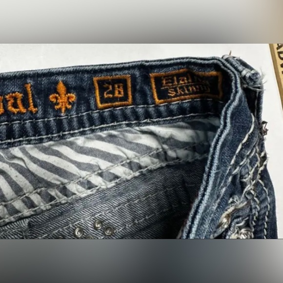 ROCK REVIVAL ELAINA Skinny Jeans Low Rise 28/31 Dark Wash Rhinestone Flip Pocket - Picture 14 of 17